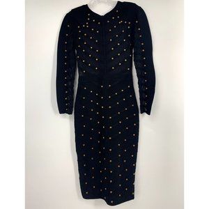 Black Spandex Dress with Gold Studs Size M